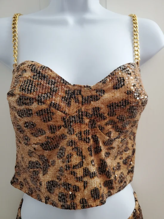 Leopard Print Flare-Leg Pants And Halter Top Set. NWT - Picture 5 of 7
